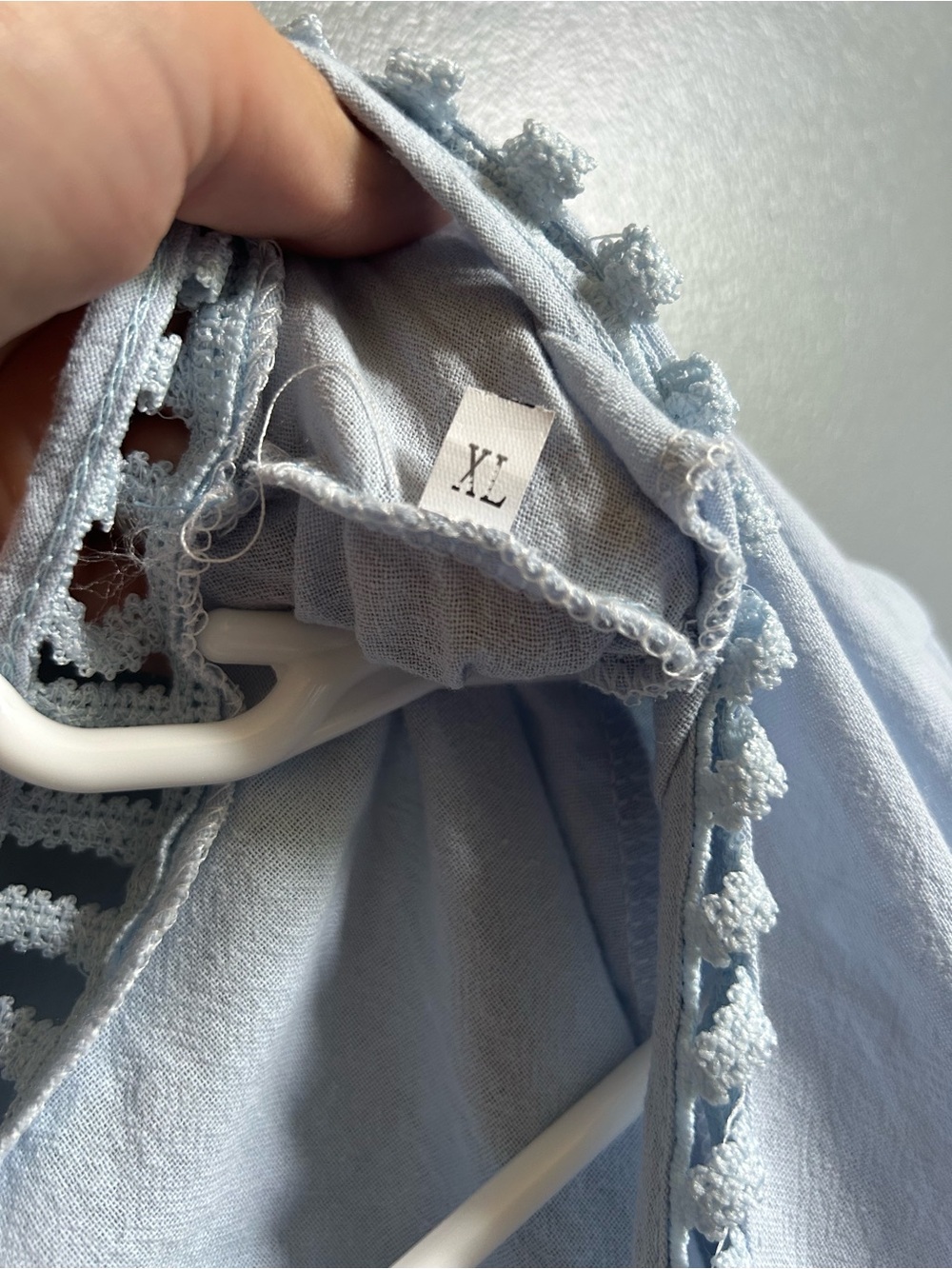 Light Blue V-Neck Midi Dress with Eyelet Details - Picture 4 of 4